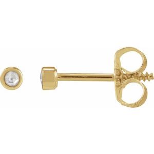 14K Yellow Gold Round 1.5Mm Vs/Si1, Ghi .02 Ctw Natural Diamond Rose-Cut Youth Bezel-Set Earrings