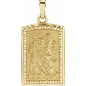 14K Yellow Gold 25.3 X 13.3 Mm Polished St. Christopher Medal Pendant