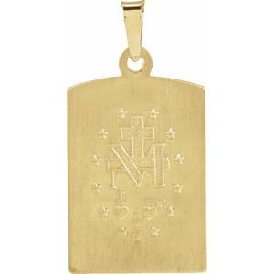 14K Yellow Gold 25.3 X 13.3 Mm Polished Miraculous Medal Pendant