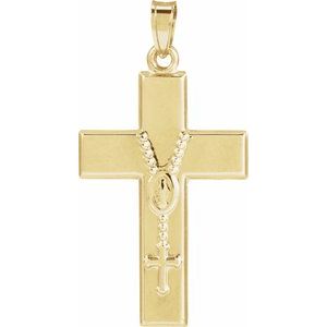 14K Yellow Gold 32.1 X 17.1 Mm Polished Plain Cross Pendant