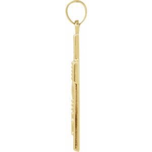 14K Yellow Gold 32.1 X 17.1 Mm Polished Plain Cross Pendant