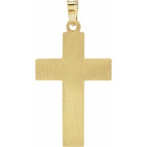 14K Yellow Gold 32.1 X 17.1 Mm Polished Plain Cross Pendant