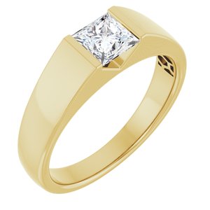 14K Yellow Gold Square 5.35 X 5.35 Mm F+ Vs 1 Ct Lab-Grown Diamond Solitaire Band Size 10
