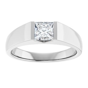 14K White Gold Square 5.35 X 5.35 Mm F+ Vs 1 Ct Lab-Grown Diamond Solitaire Band Size 10