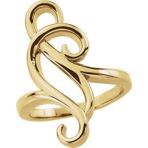 14K Yellow Gold Polished Freeform Ring Size 7