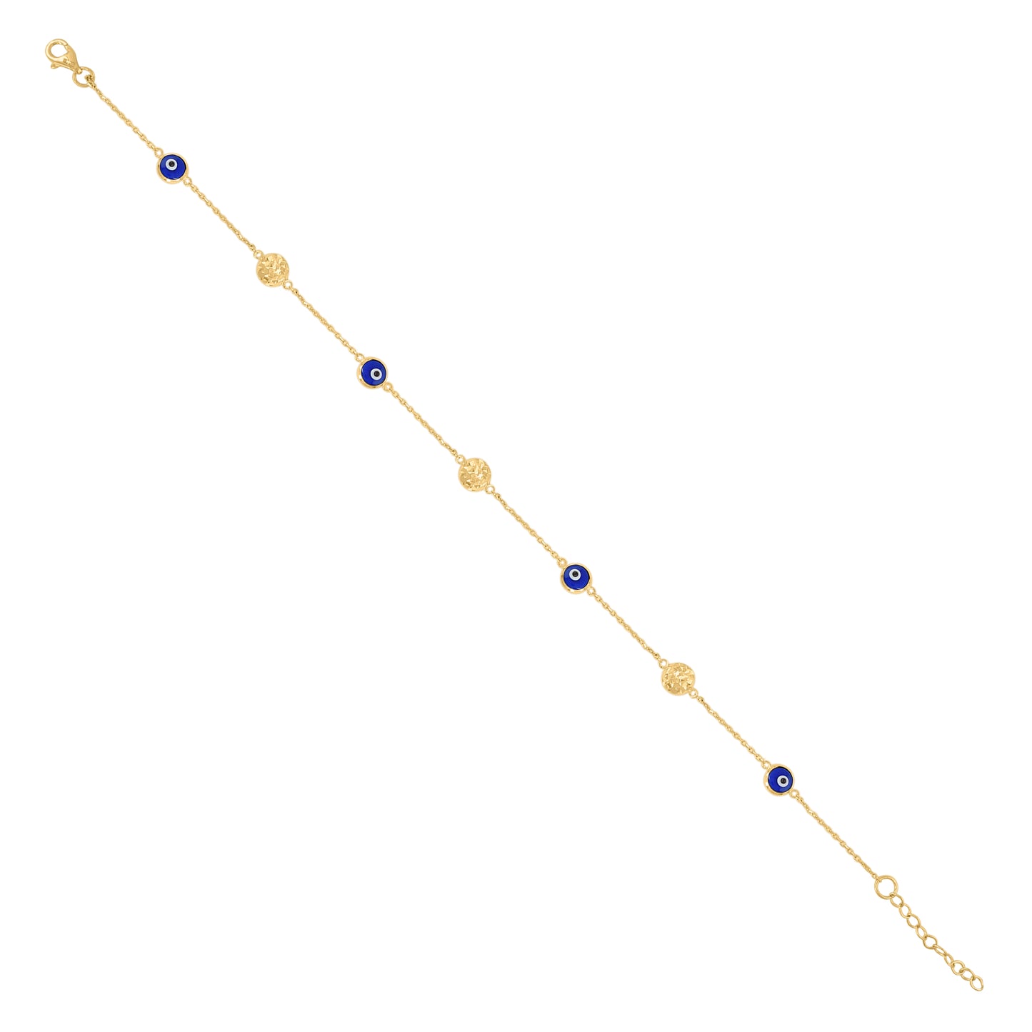 10K Yellow Gold Womens Enamel Evil Eye Chain Anklet Size 10 Inches
