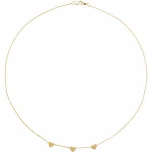 14K Yellow Gold 3 Disc 5.67 X 5.12 Mm 16 In Polished Engravable Heart Disc Family Necklace