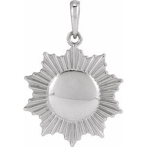 Sterling Silver 23.33 X 15.54 Mm Polished Sun Pendant