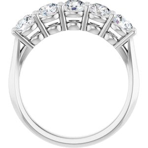 14K White Gold Round 4.1 Mm Polished 1 1/3 Ctw Lab-Grown Diamond Anniversary Band Size 7