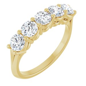 14K Yellow Gold Round 4.1 Mm Polished 1 1/3 Ctw Lab-Grown Diamond Anniversary Band Size 7