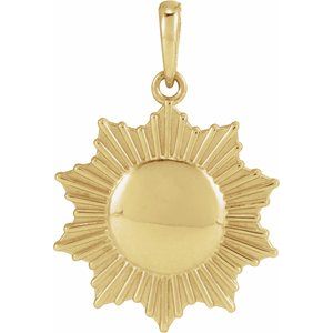 14K Yellow Gold 23.33 X 15.54 Mm Polished Sun Pendant