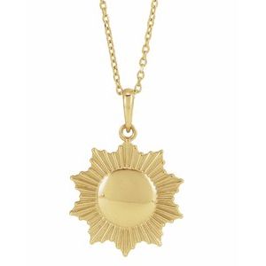 14K Yellow Gold 23.33 X 15.54 Mm 16-18 In Polished Sun Necklace