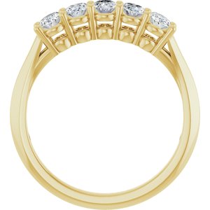 14K Yellow Gold Oval 4 X 3 Mm Polished 3/4 Ctw Lab-Grown Diamond Anniversary Band Size 7