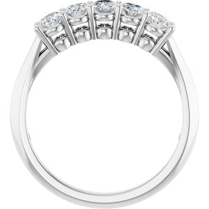 14K White Gold Oval 4 X 3 Mm Polished 3/4 Ctw Lab-Grown Diamond Anniversary Band Size 7