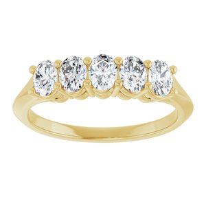 14K Yellow Gold Oval 4 X 3 Mm Polished 3/4 Ctw Lab-Grown Diamond Anniversary Band Size 7
