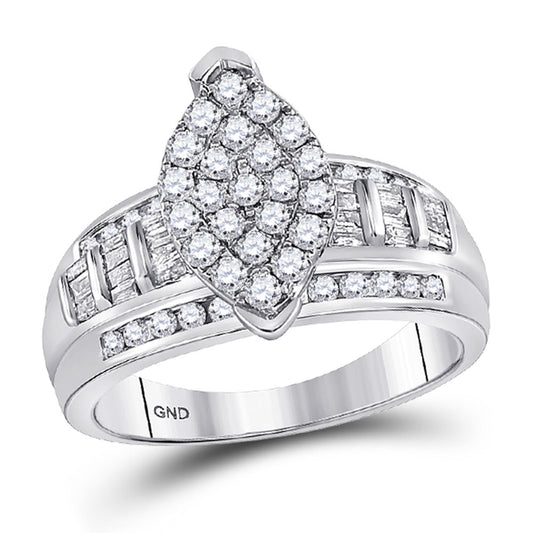 10K White Gold Round Diamond Oval Bridal Wedding Engagement Ring 1/2 Cttw, Womens Size: 5-10