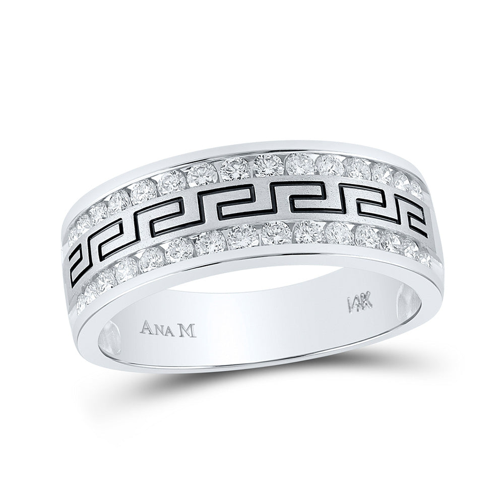 14K Yellow Or White Gold  Mens Round Diamond Wedding Grecco Band Ring 1/2 Cttw, Mens Size: 7-13
