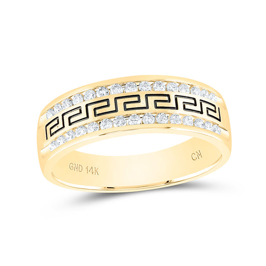 14K Yellow Or White Gold  Mens Round Diamond Wedding Grecco Band Ring 1/2 Cttw, Mens Size: 7-13