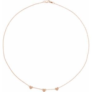14K Rose Gold 3 Disc 5.67 X 5.12 Mm 16 In Polished Engravable Heart Disc Family Necklace