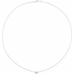 14K White Gold 1 Disc 5.67 X 5.12 Mm 16 In Polished Engravable Heart Disc Family Necklace