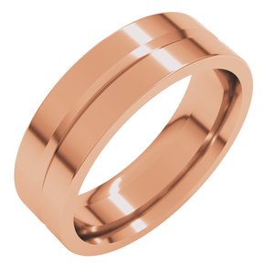 10K Yellow Or White Or Rose Gold Grooved Comfort-Fit Flat Band