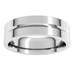 10K Yellow Or White Or Rose Gold Grooved Comfort-Fit Flat Band