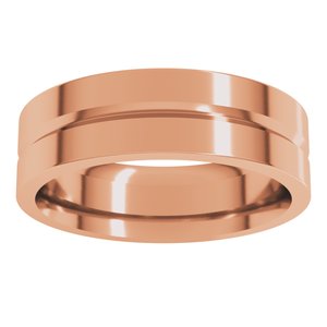 10K Yellow Or White Or Rose Gold Grooved Comfort-Fit Flat Band