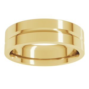 10K Yellow Or White Or Rose Gold Grooved Comfort-Fit Flat Band