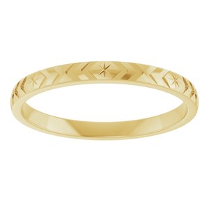 14K Yellow Gold 2 Mm Polished Ladies Geometric Band Size 7