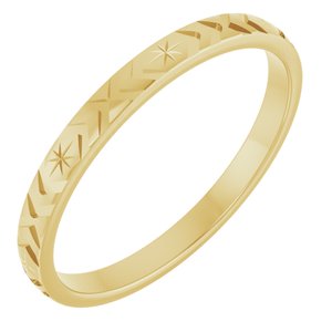 14K Yellow Gold 2 Mm Polished Ladies Geometric Band Size 7