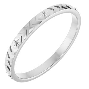 14K White Gold 2 Mm Polished Ladies Geometric Band Size 7
