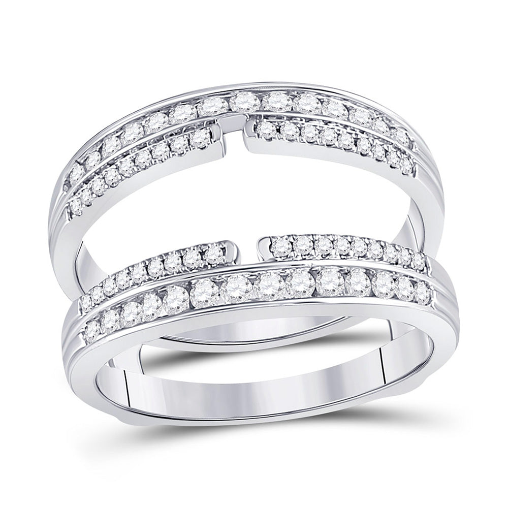 14K White Gold Womens Round Diamond Wrap Ring Guard Enhancer 1/2 Cttw, Womens Size: 5-10