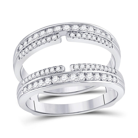 14K White Gold Womens Round Diamond Wrap Ring Guard Enhancer 1/2 Cttw, Womens Size: 5-10