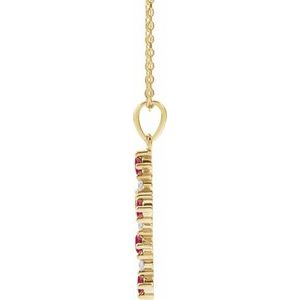 14K Yellow Gold Round 2.5Mm G-H I1 Lab Grown Ruby And .07 Ctw Natural Diamond Cross Necklace, Length: 18 In