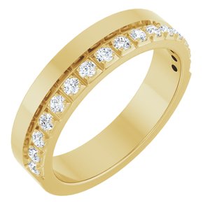 14K Yellow Gold Round 1.7 Mm G-H Si2-Si3 1/3 Ctw Natural Diamond Double Row Anniversary Band Size 7