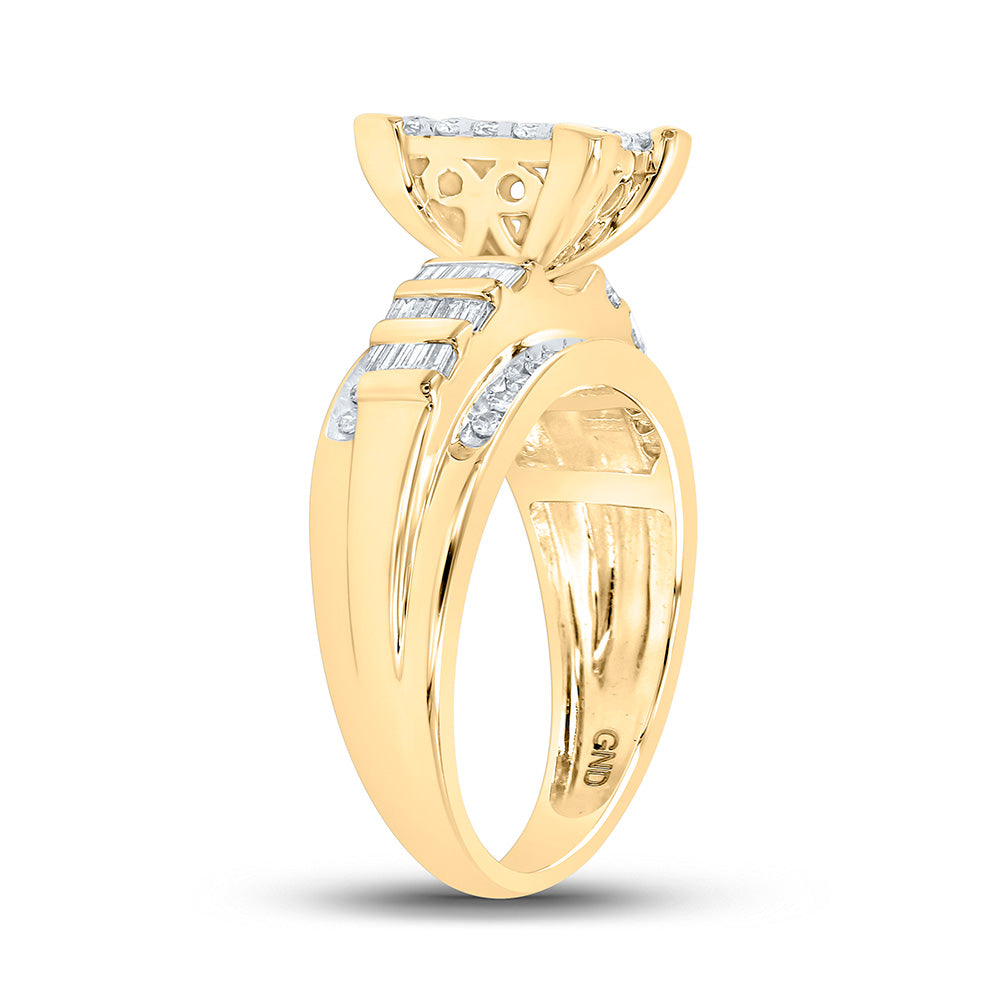 10K Yellow Gold Round Diamond Bridal Wedding Engagement Ring 7/8 Cttw, Womens Size: 5-10