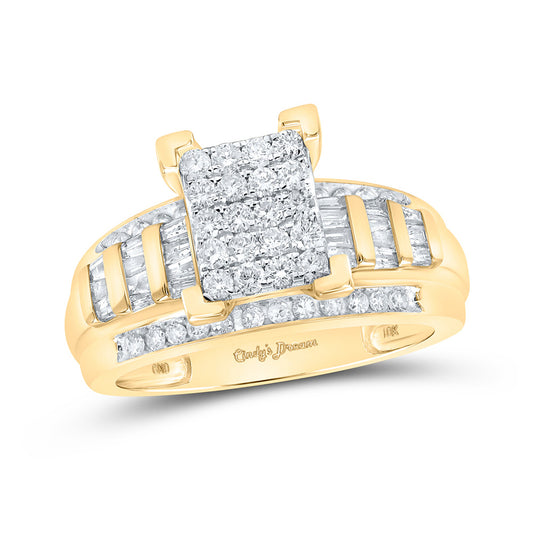 10K Yellow Gold Round Diamond Bridal Wedding Engagement Ring 7/8 Cttw, Womens Size: 5-10