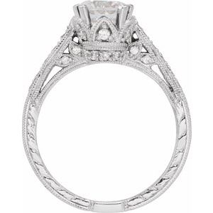 14K White Gold Round 6.5 Mm Natural Diamond Polished 1/4 Ctw Natural Diamond Semi-Set Engagement Ring Size 6