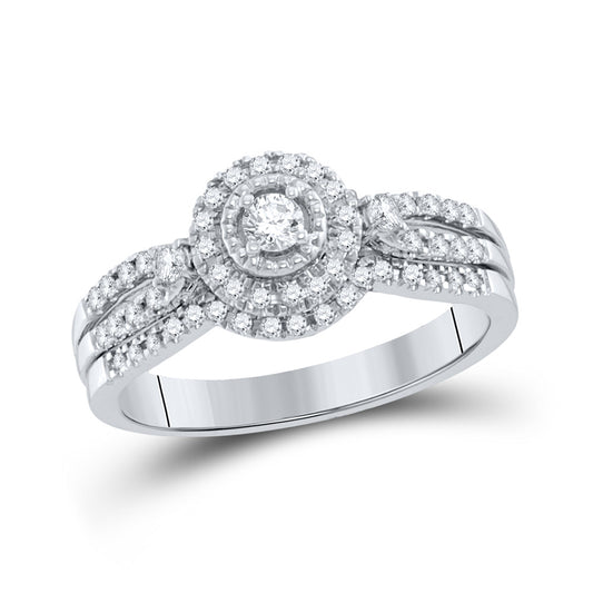 10K White Gold Round Diamond Bridal Wedding Ring Band Set 1/3 Cttw, Womens Size: 5-10