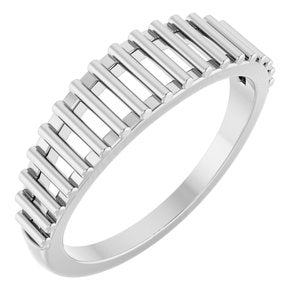 14K White Gold Polished Deco Cutout Ring Size 7