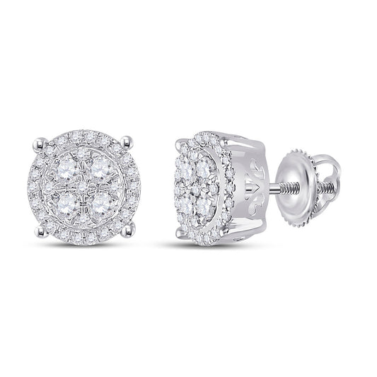 10K White Or Yellow Gold Womens Round Diamond Cluster Earrings