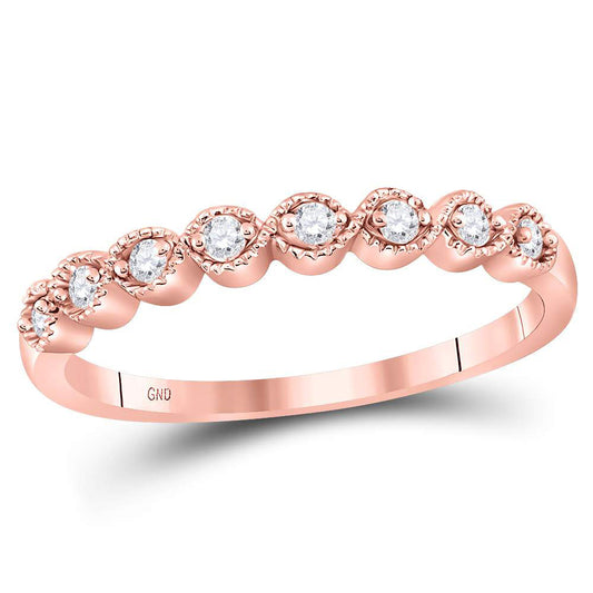10K Yellow Or White Or Rose Gold Womens Round Diamond Stackable Band Ring , Womens Size: 5-10