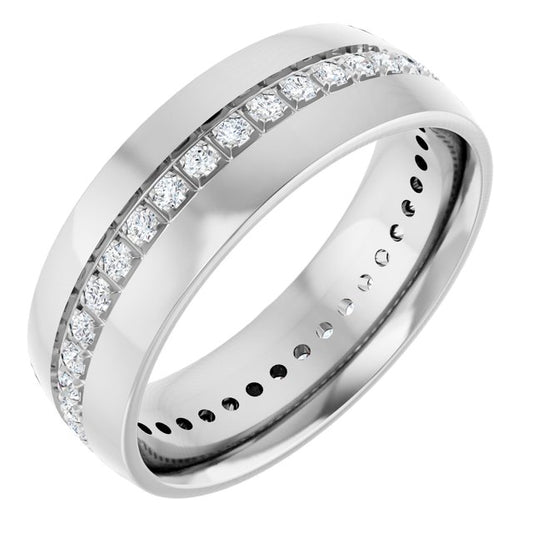 14K White Gold Round 1.5 Mm Vs, F+ Polished Lab-Grown Diamond Band, Size 10