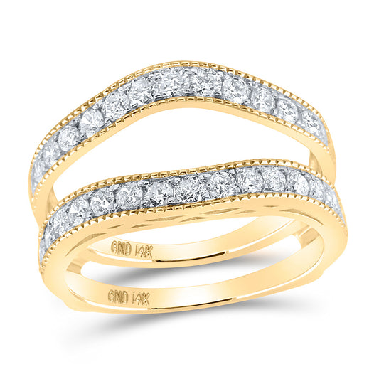 14K Yellow Gold Womens Round Diamond Wedding Wrap Ring Guard Enhancer 1 Cttw, Womens Size: 5-10