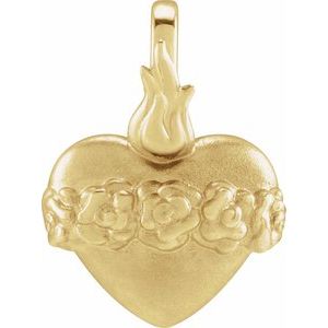 14K Yellow Gold 11.12 X 11.12 Mm Polished Immaculate Heart Of Mary Pendant