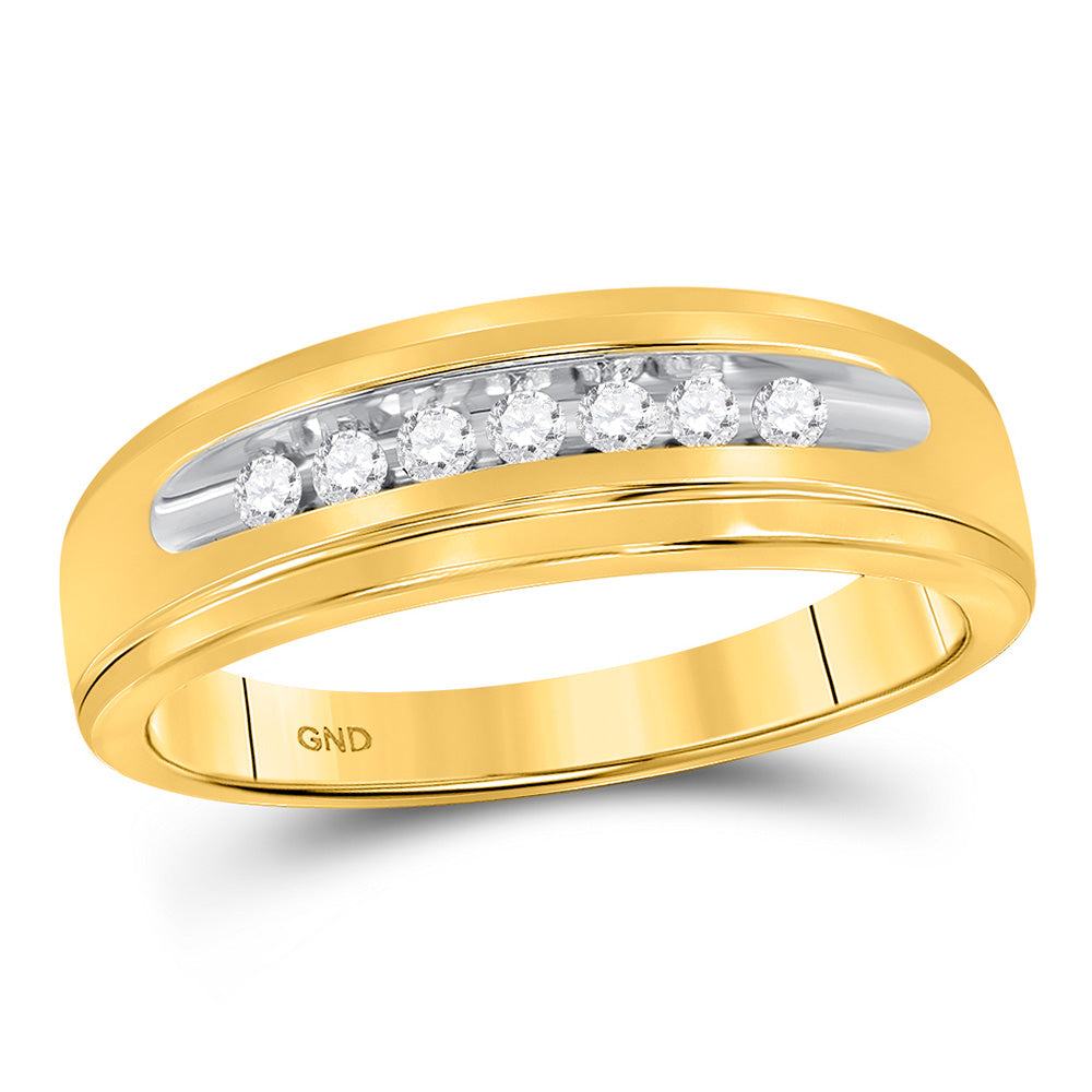 10K Yellow Gold Womens Round Diamond Single Row Channel-set Band Ring 1/6 Cttw, Womens Size: 5-10