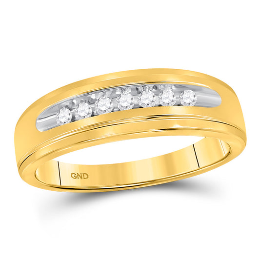 10K Yellow Gold Womens Round Diamond Single Row Channel-set Band Ring 1/6 Cttw, Womens Size: 5-10