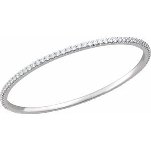 14K White Gold Round 2.2Mm G-H Si1-Si2 4 Ctw Lab-Grown Diamond Bangle Bracelet, Length: 8 In