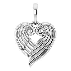 14K White Gold 18.96 X 12.48 Mm Polished Angel Wing Heart Pendant