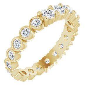14K Yellow Gold Round 3 Mm G-H Si2-Si3 1 1/3 Ctw Natural Diamond Reversible Eternity Band Size 6.5